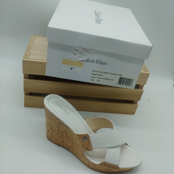 NEW Calvin Klein ❇ evah white heel wedge sandals